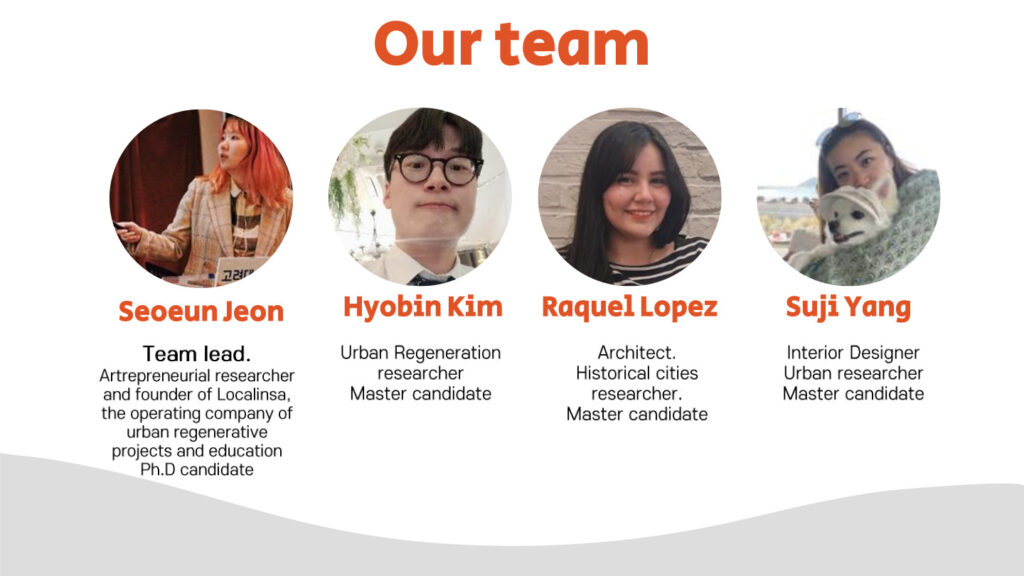 Our team: Seoeun Jeon, Hyobin Kim, Raquel Lopez, Suji Yang.