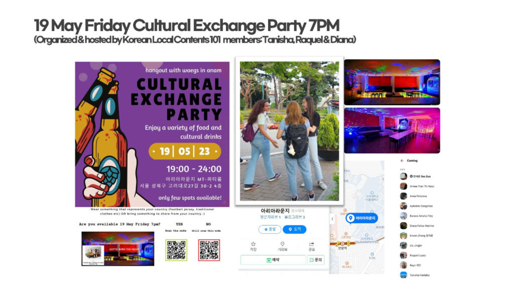 19 May Friday Cultural Exchange Party 7PM.