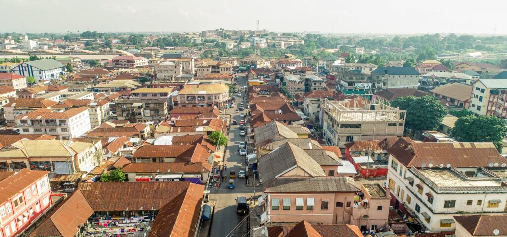 Aerial View of Compound Homes within a Community